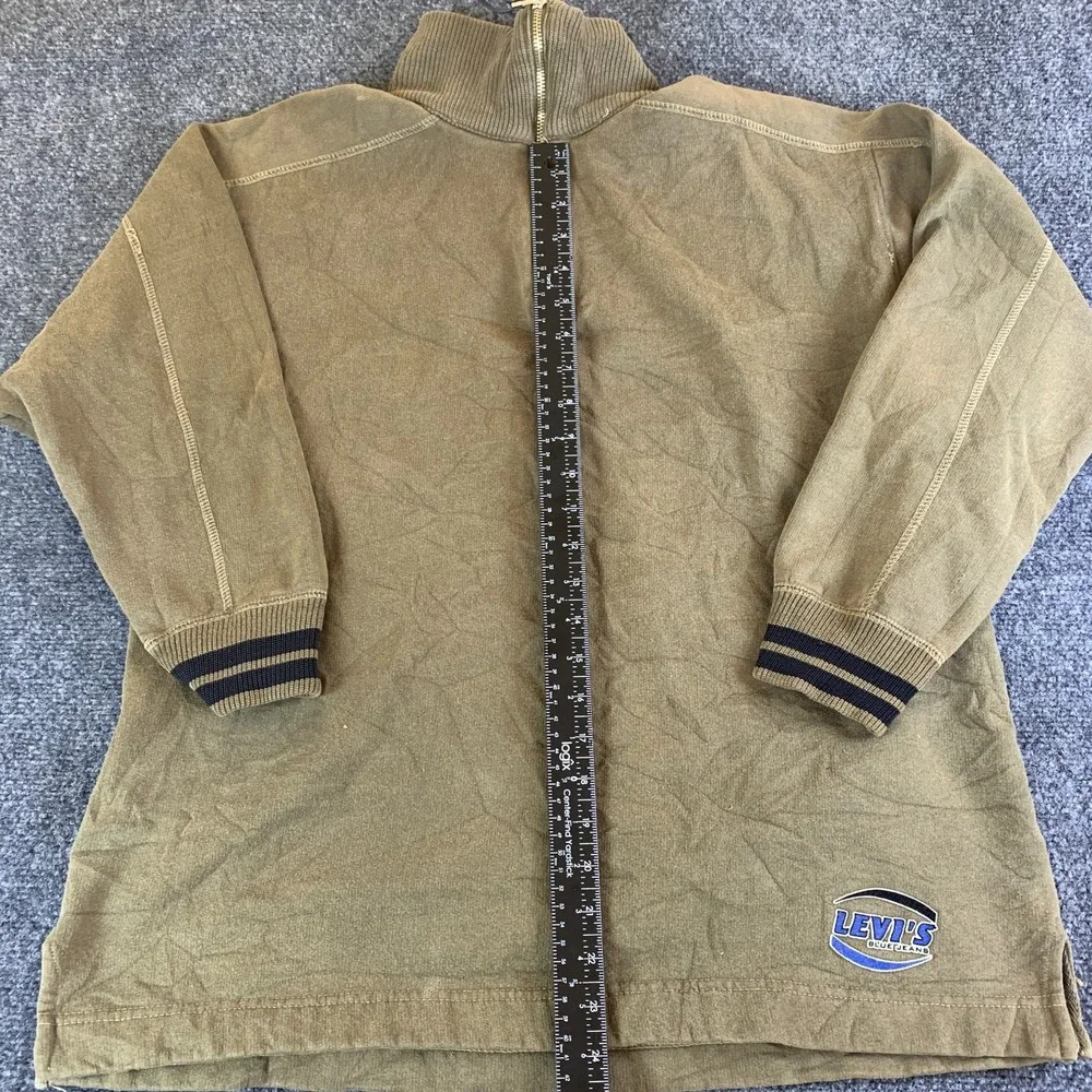 Vintage Levi's 90s Sweatshirt Mens Medium Olive Green Mock Neck Quarter Zip